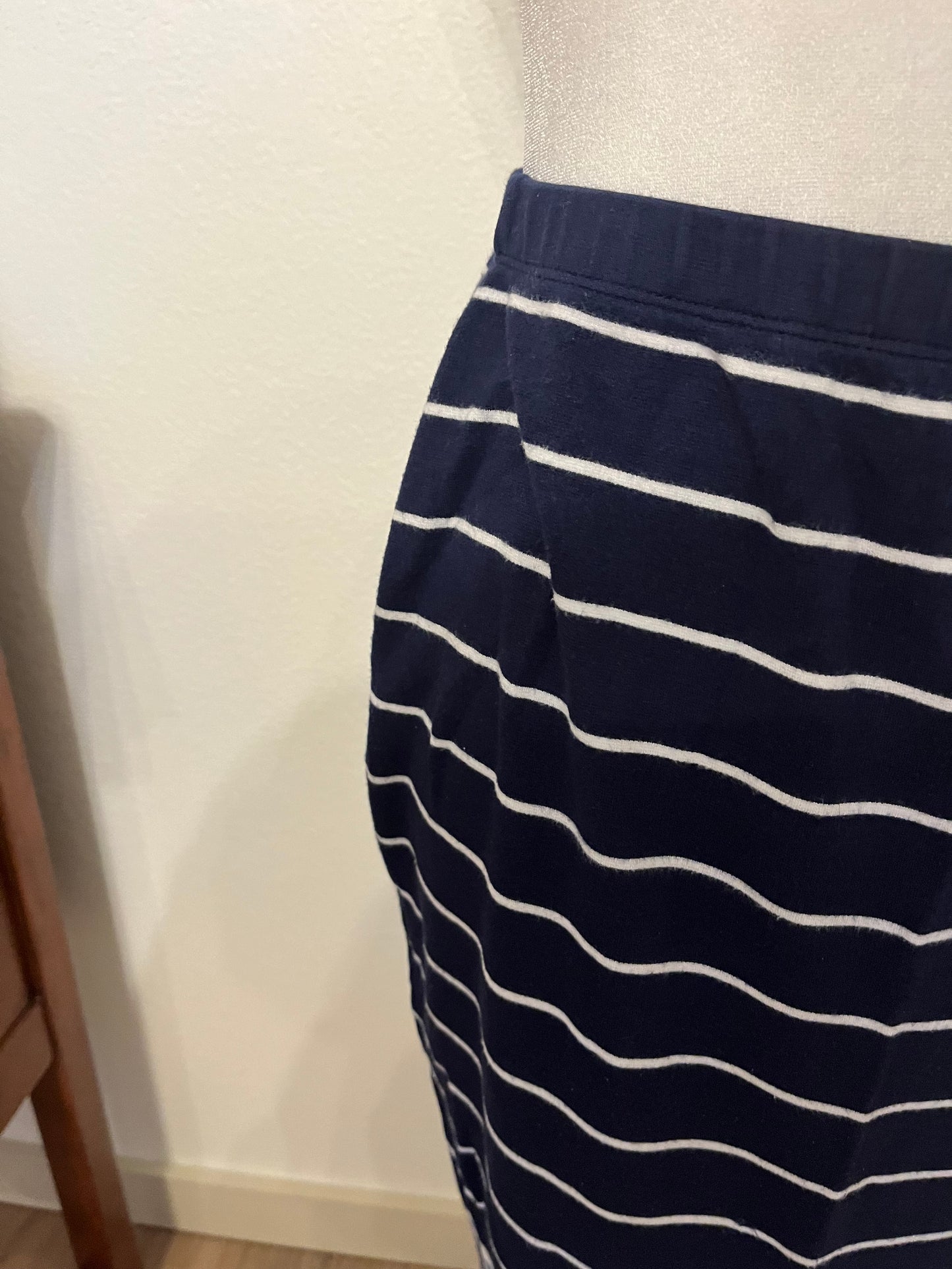 Max Studio Navy and White Stripe Knit Pencil Skirt