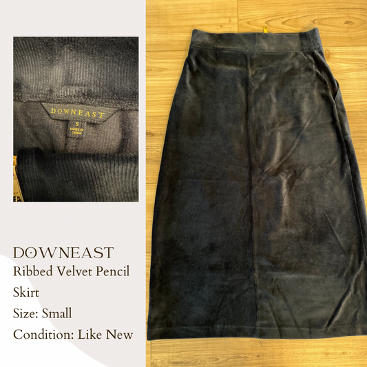 Downeast Ribbed Velvet Pencil Skirt