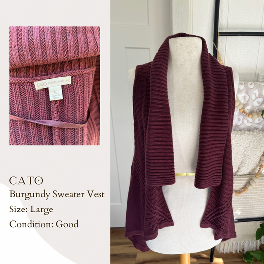 Cato Burgundy Sweater Vest