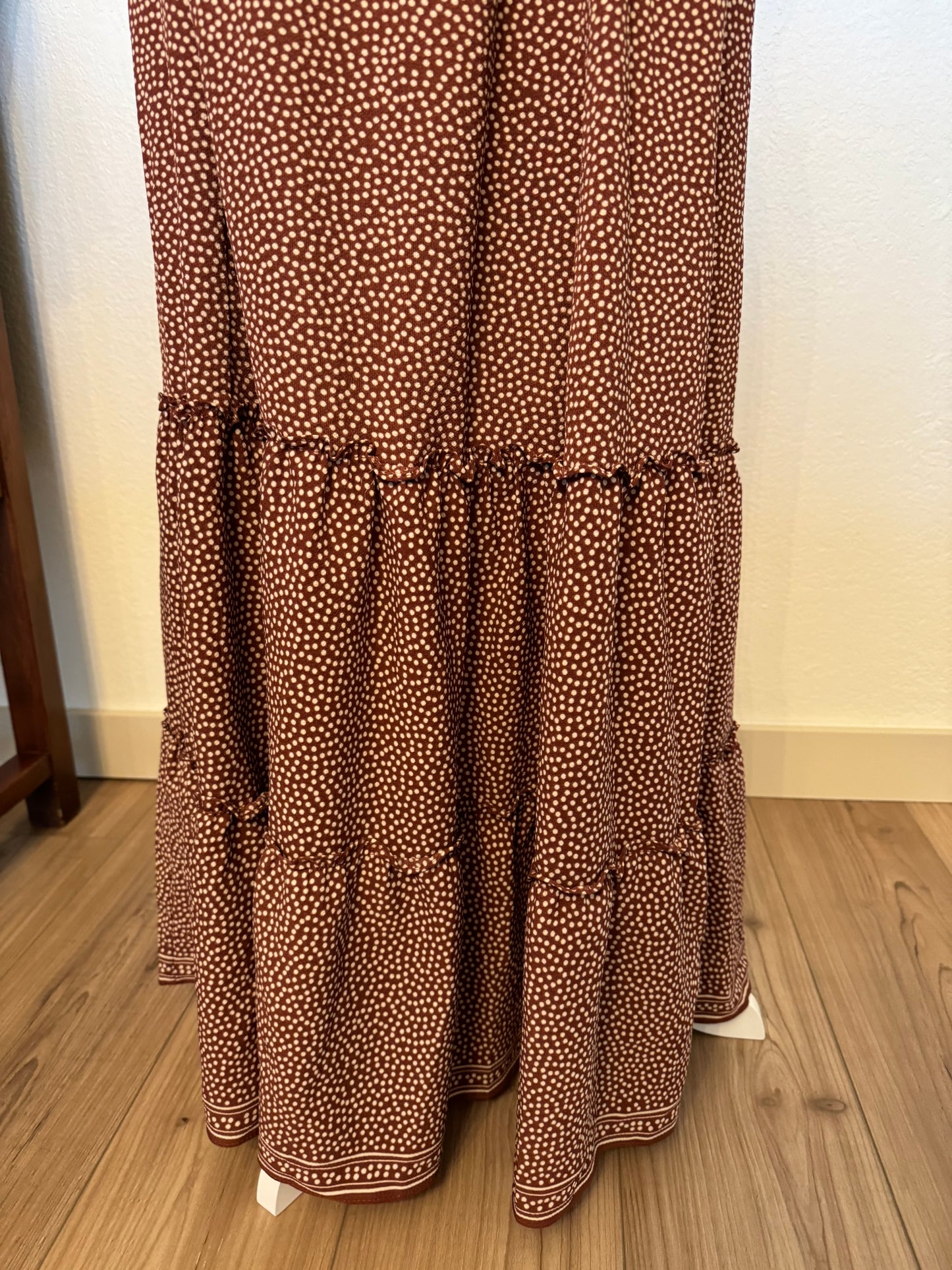 Max Studio Rust Polkadot Maxi Dress