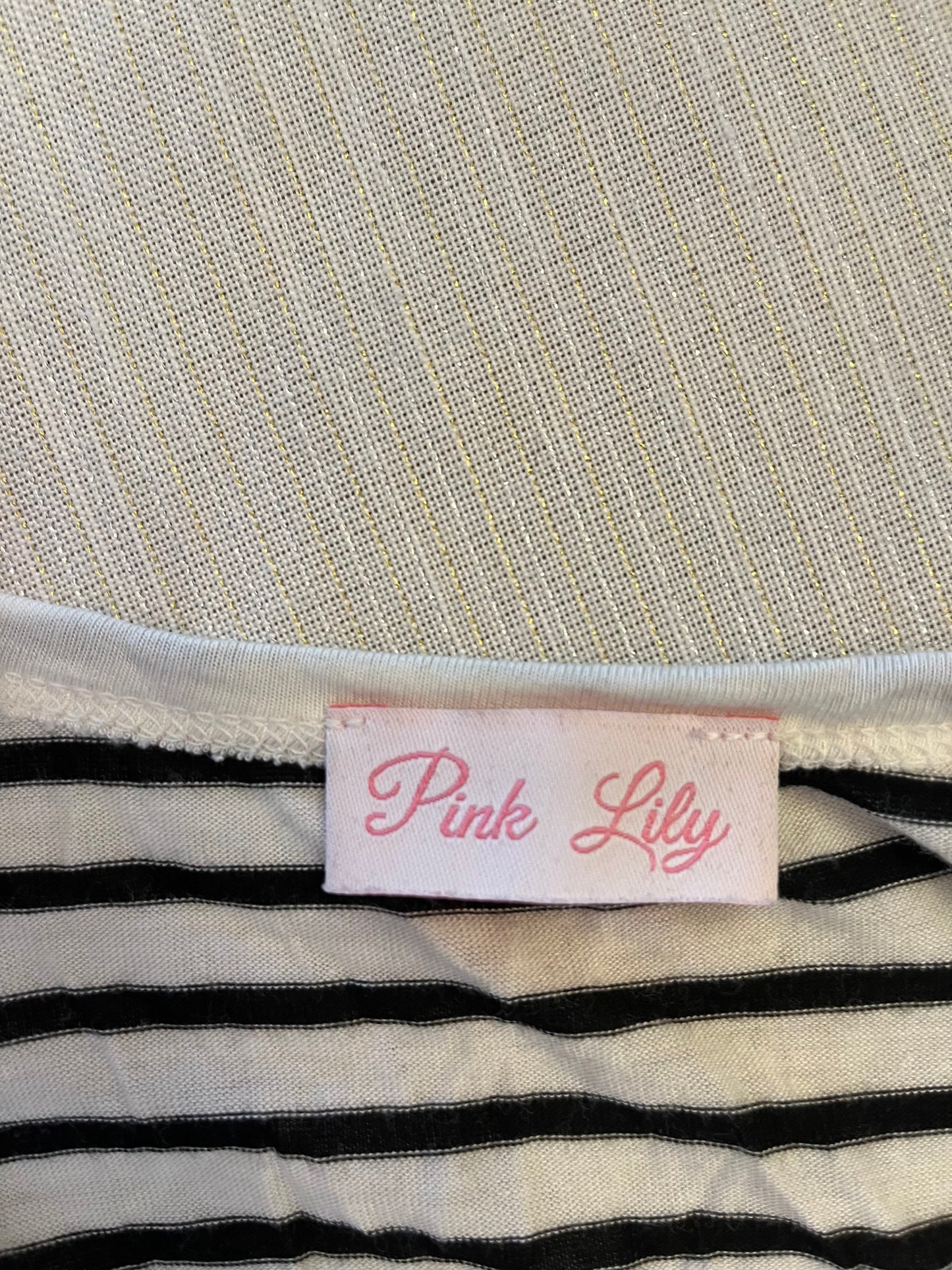 Pink Lily Black and Cream Stripe Top