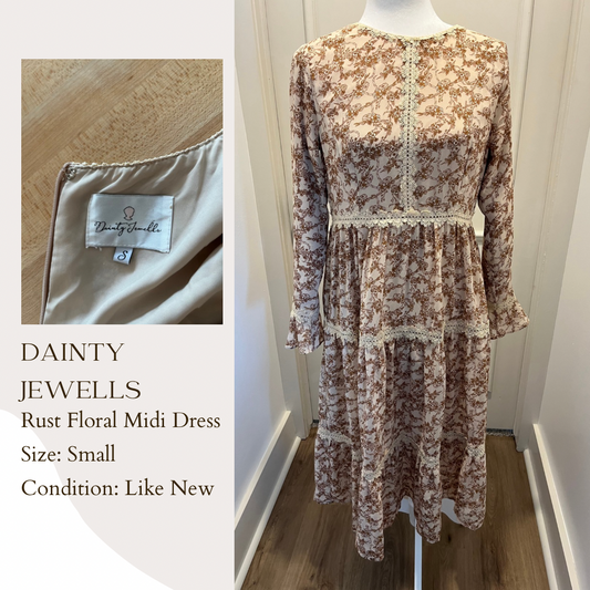 Dainty Jewells Rust Floral Midi Dress