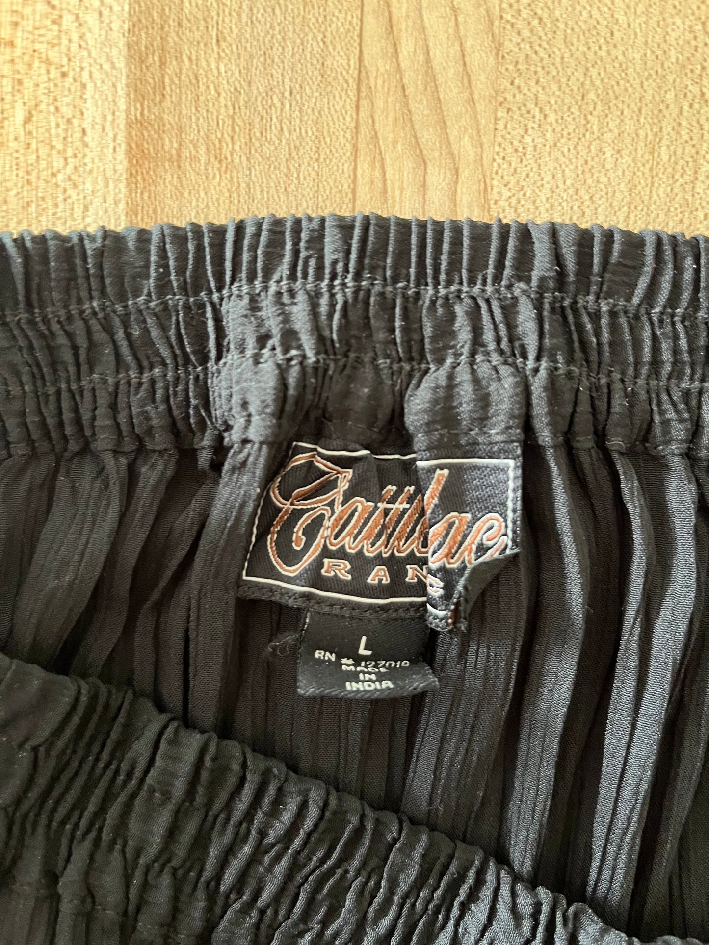 Cattilac Ranch Black Crinkled Maxi Skirt