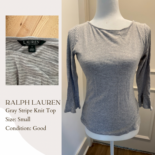 Ralph Lauren Gray Stripe Knit Top