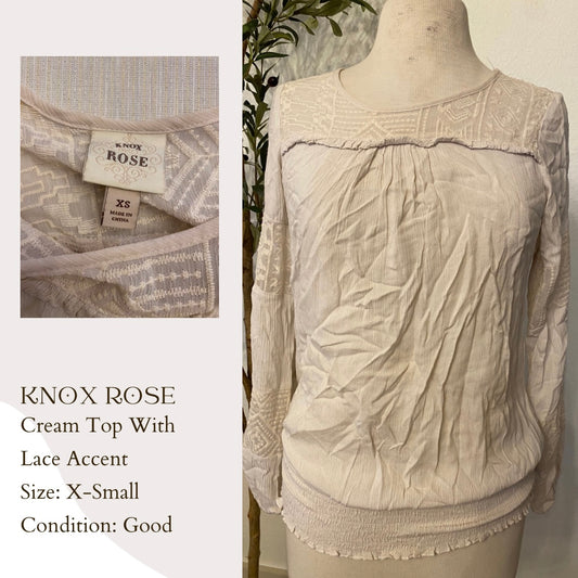 Knox Rose Cream Top With Lace Accent