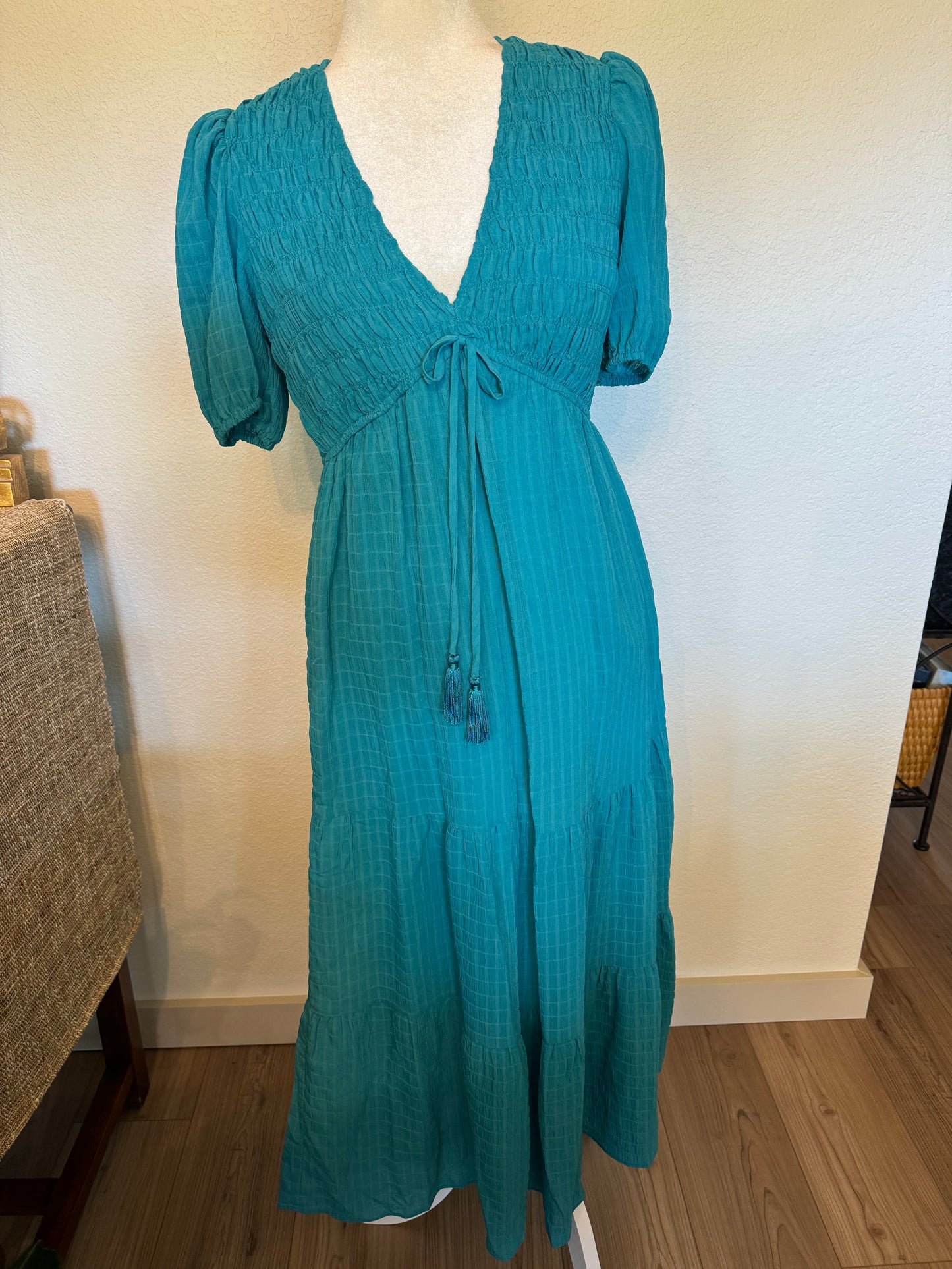 Taylor Blue Ruched Maxi Dress