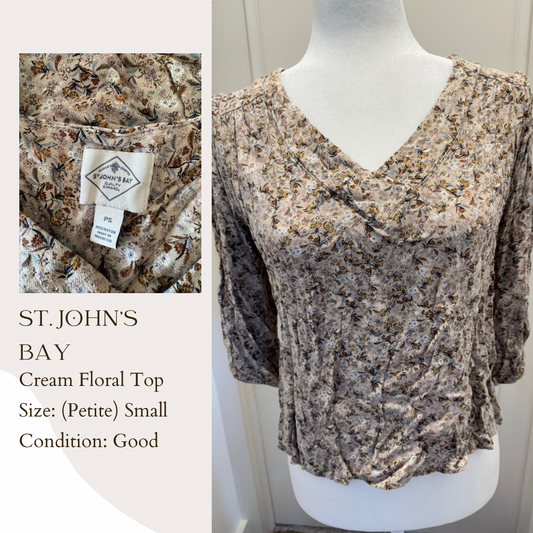 St. John’s Bay Cream Floral Top