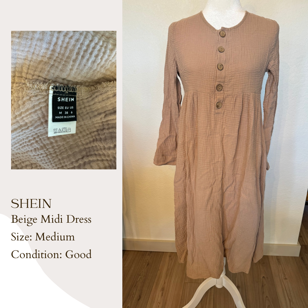 Shein Beige Midi Dress