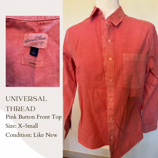 Universal Thread Pink Button Front Top