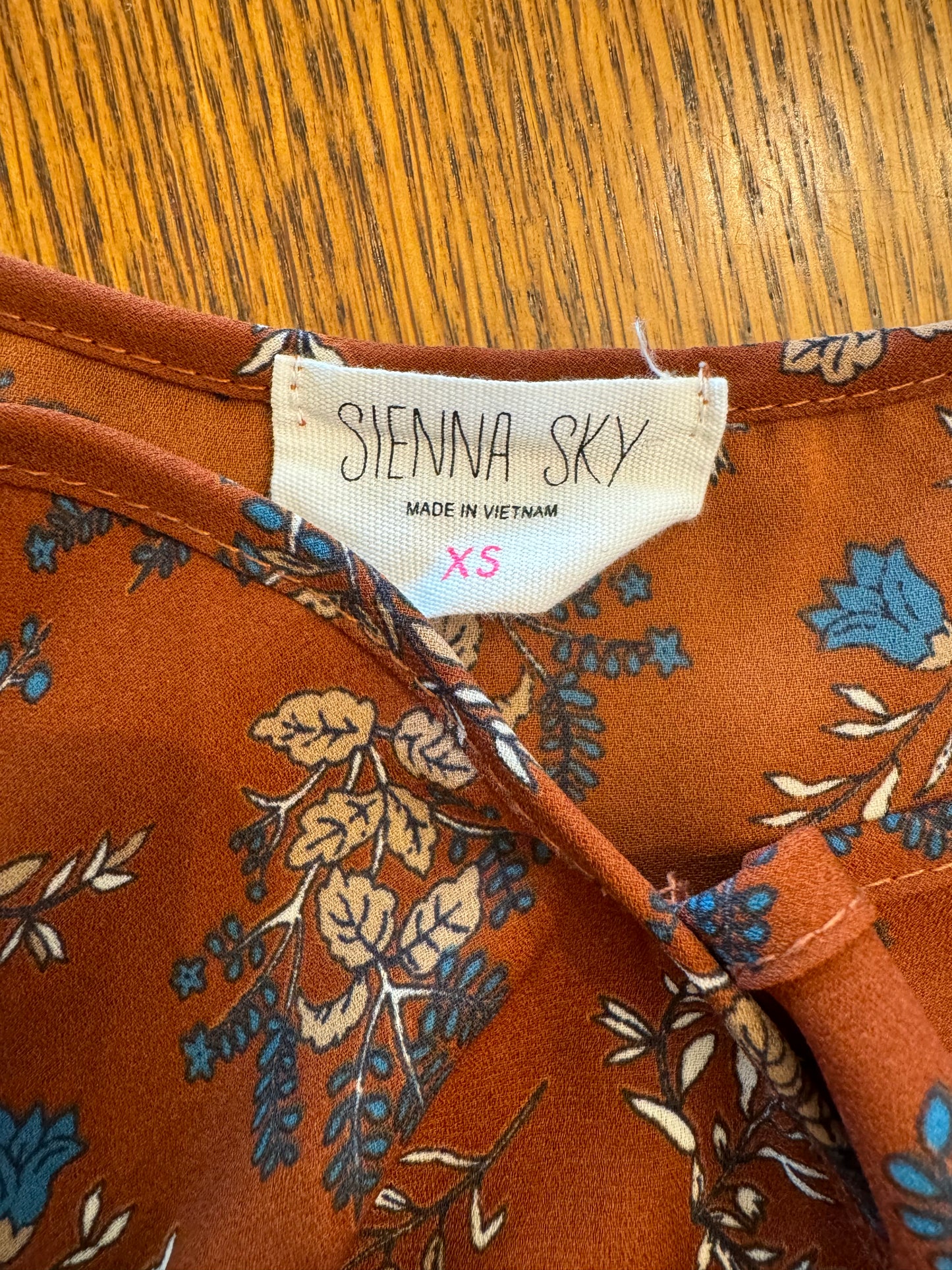 Sienna Sky Rust and Blue Floral Top