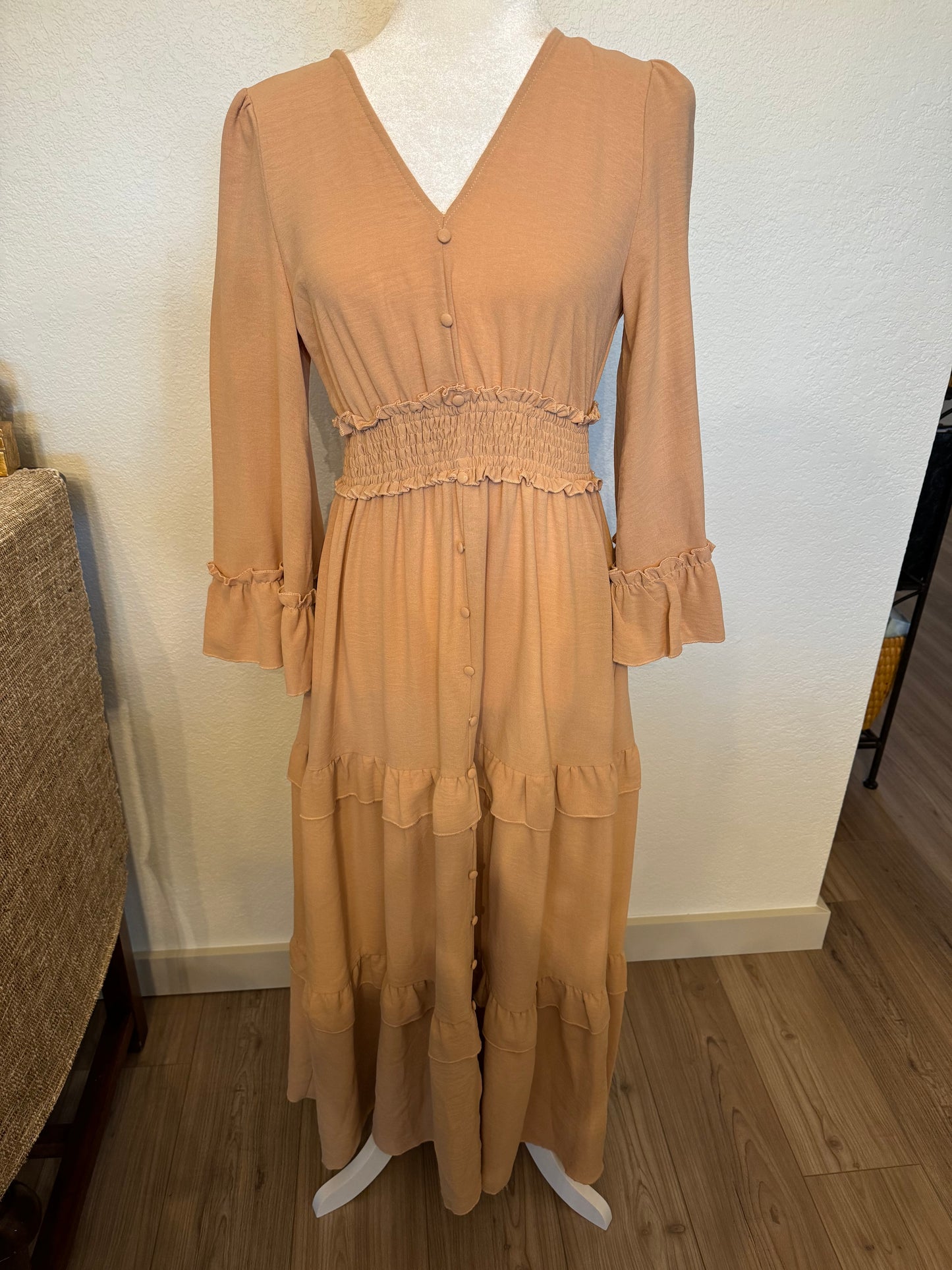 Simplee Beige Maxi Dress