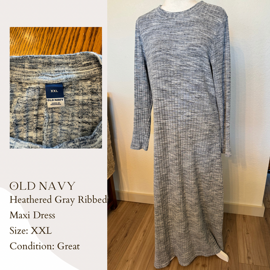 Old Navy Heathered Gray Ribbed Maxi Dress