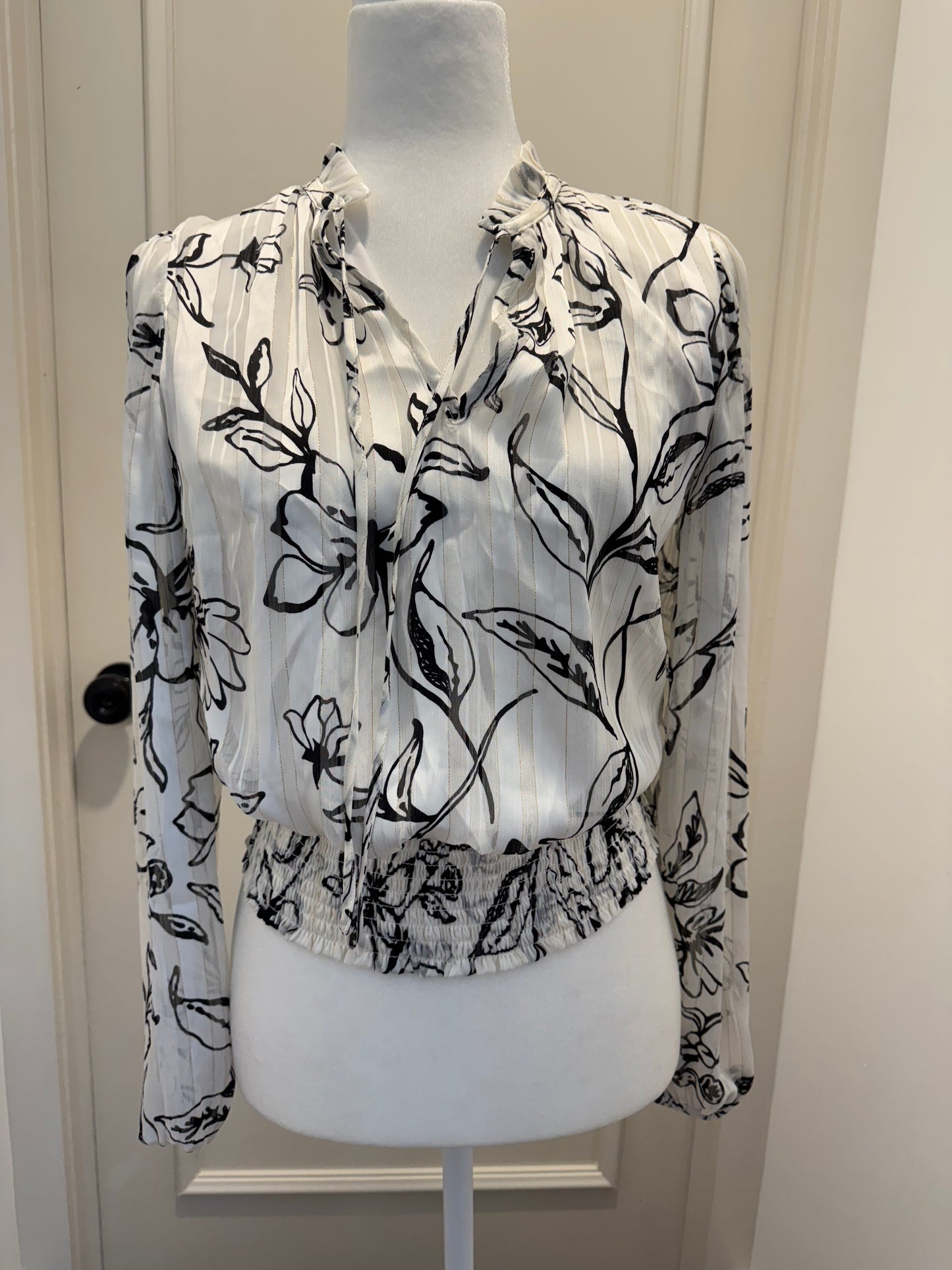 Tamara H Black and White Floral Top