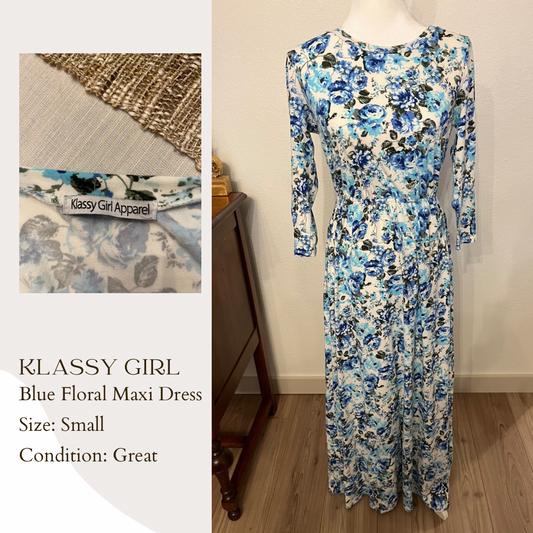 Klassy Girl Blue Floral Maxi Dress