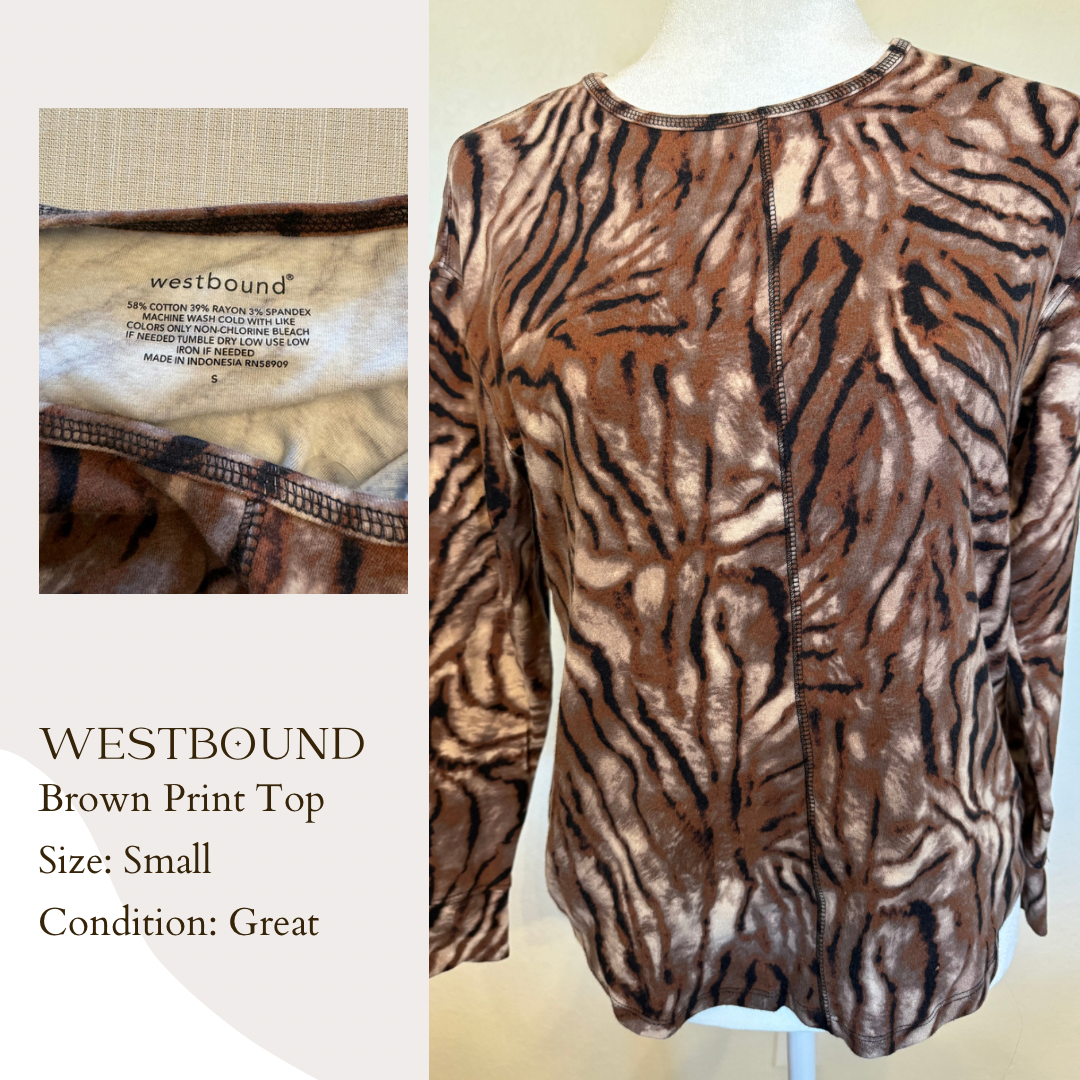 Westbound Brown Print Top