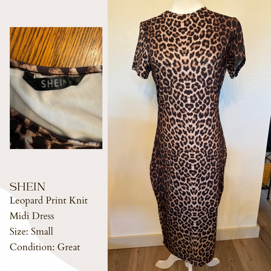 Shein Leopard Print Knit Midi Dress