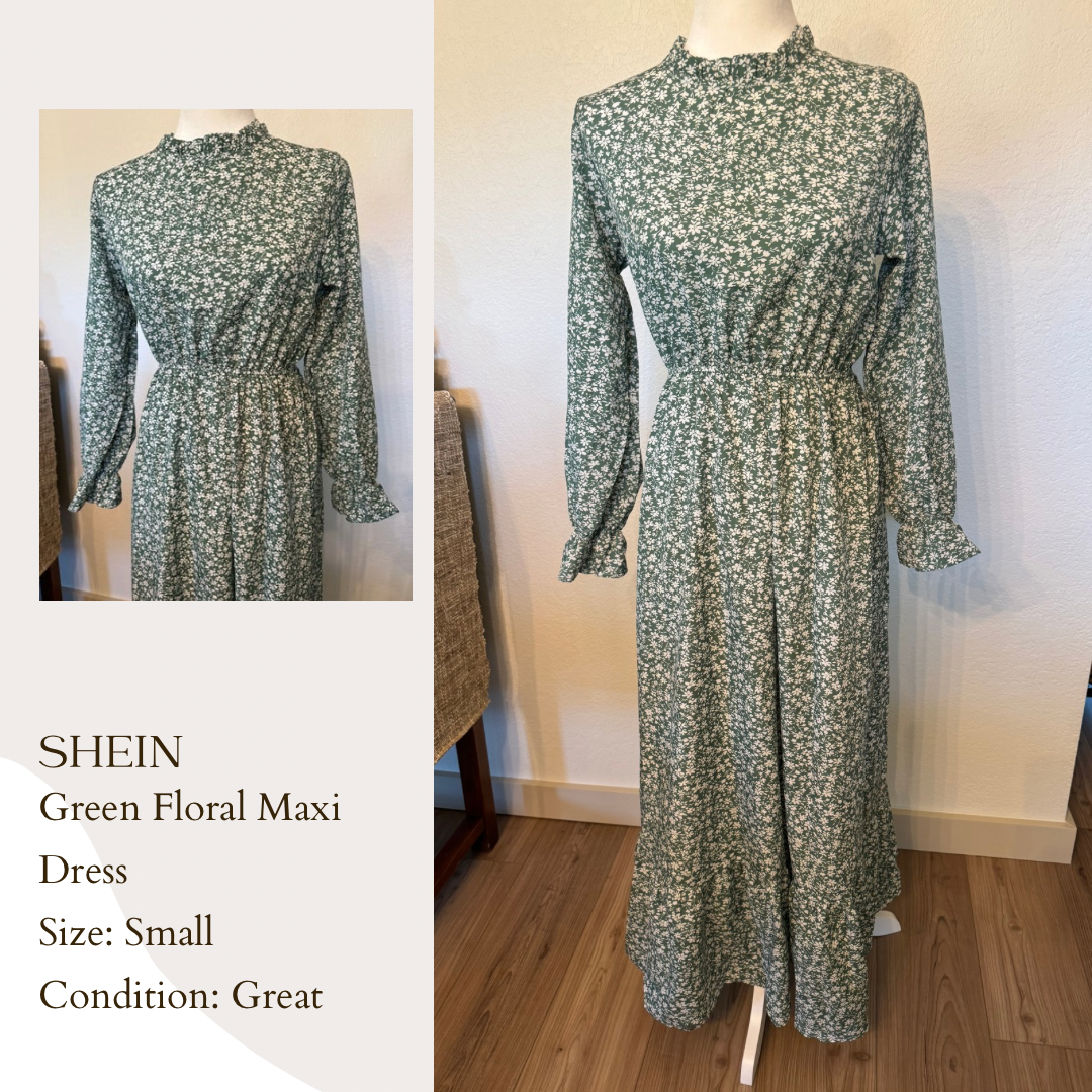 Shein Green Floral Maxi Dress