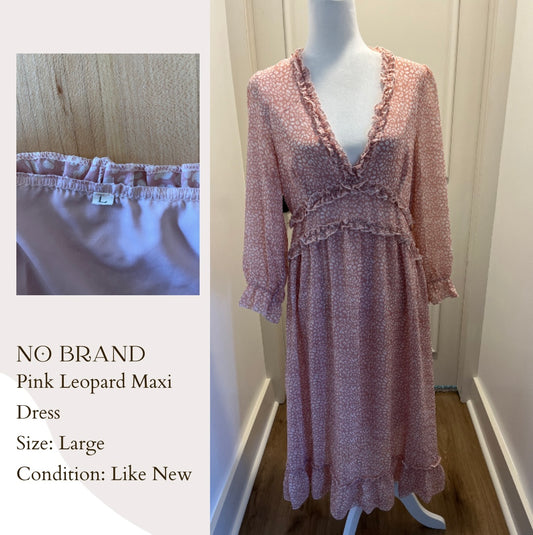 No Brand Pink Leopard Maxi Dress