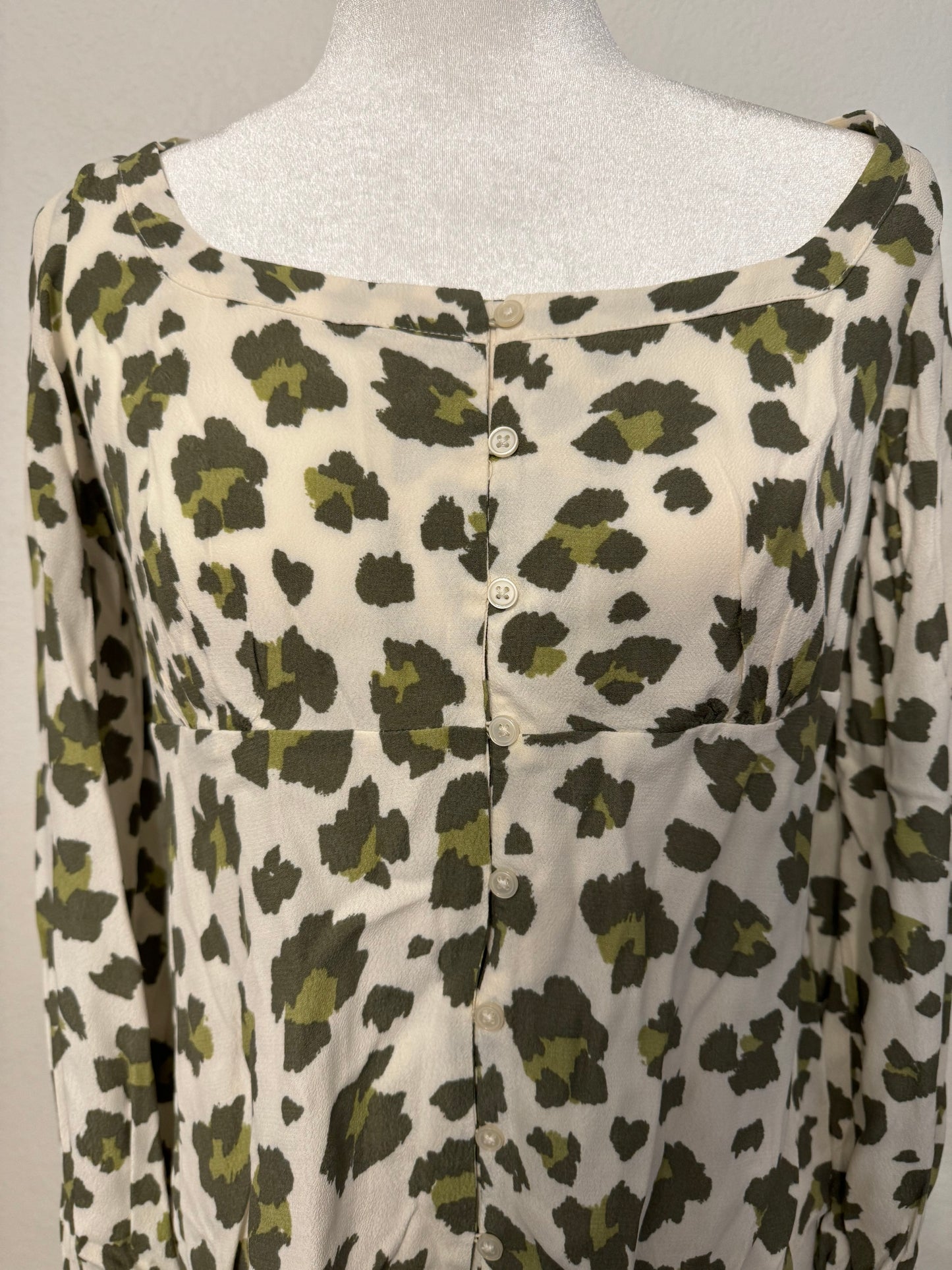 Loft Green Leopard Print Top