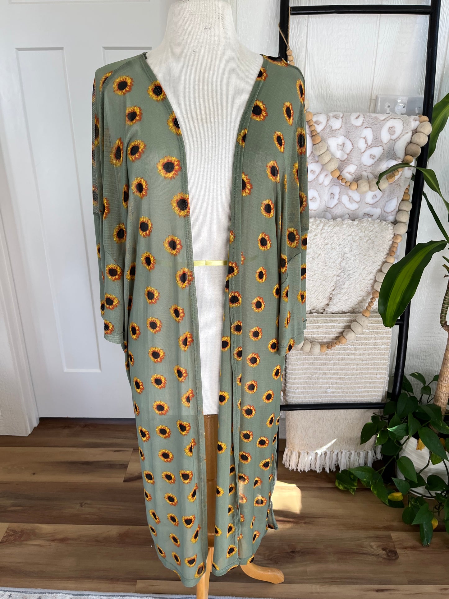 Love Streak Sage Green Sunflower Print Cardigan