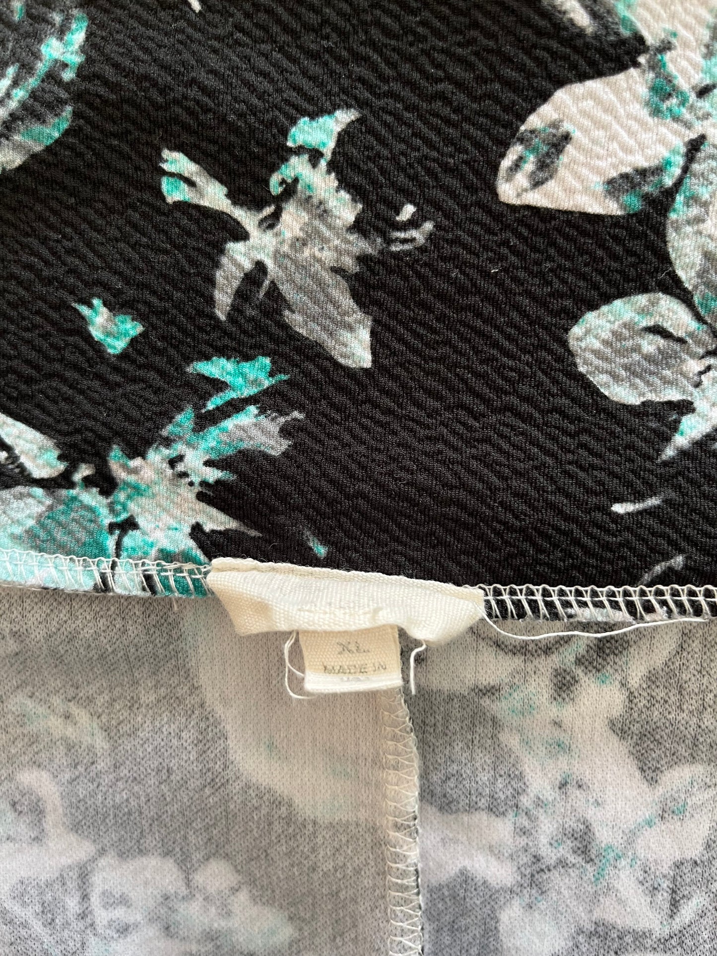 No Brand Black and Teal Floral Pencil Skirt