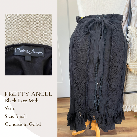 Pretty Angel Black Lace Midi Skirt