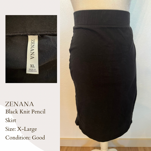 Zenana Black Knit Pencil Skirt