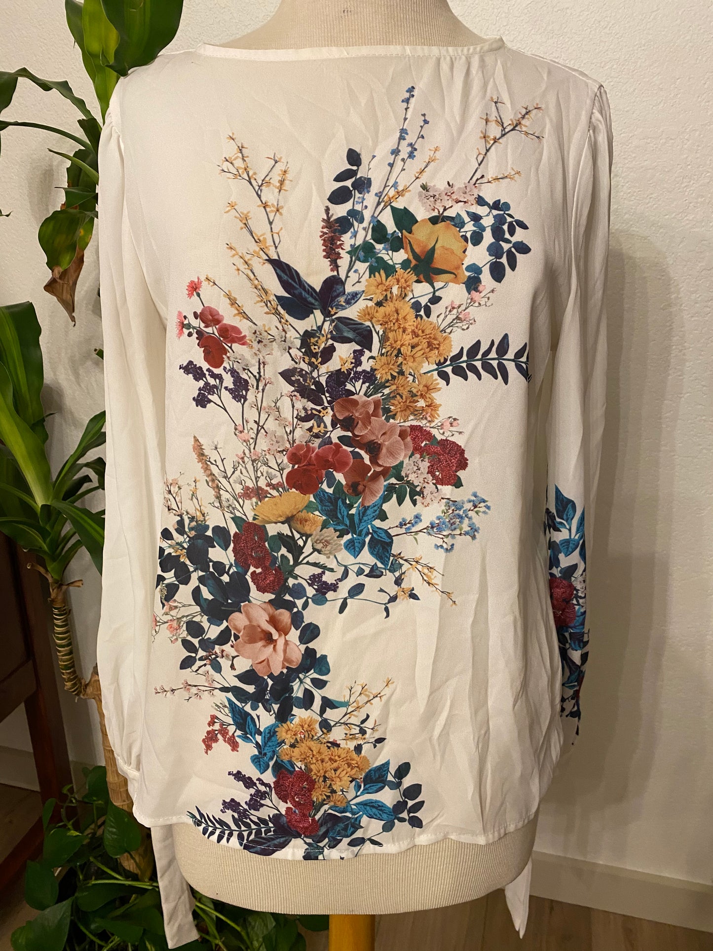 Shein White Floral Top