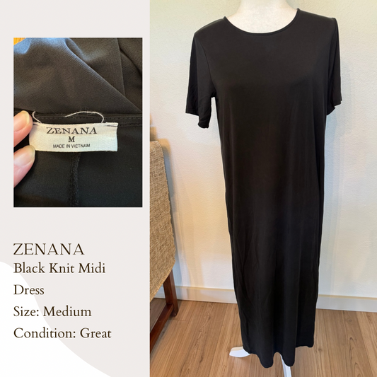 Zenana Black Knit Midi Dress