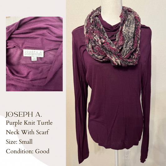 Joseph A. Purple Knit Turtle Neck With Scarf