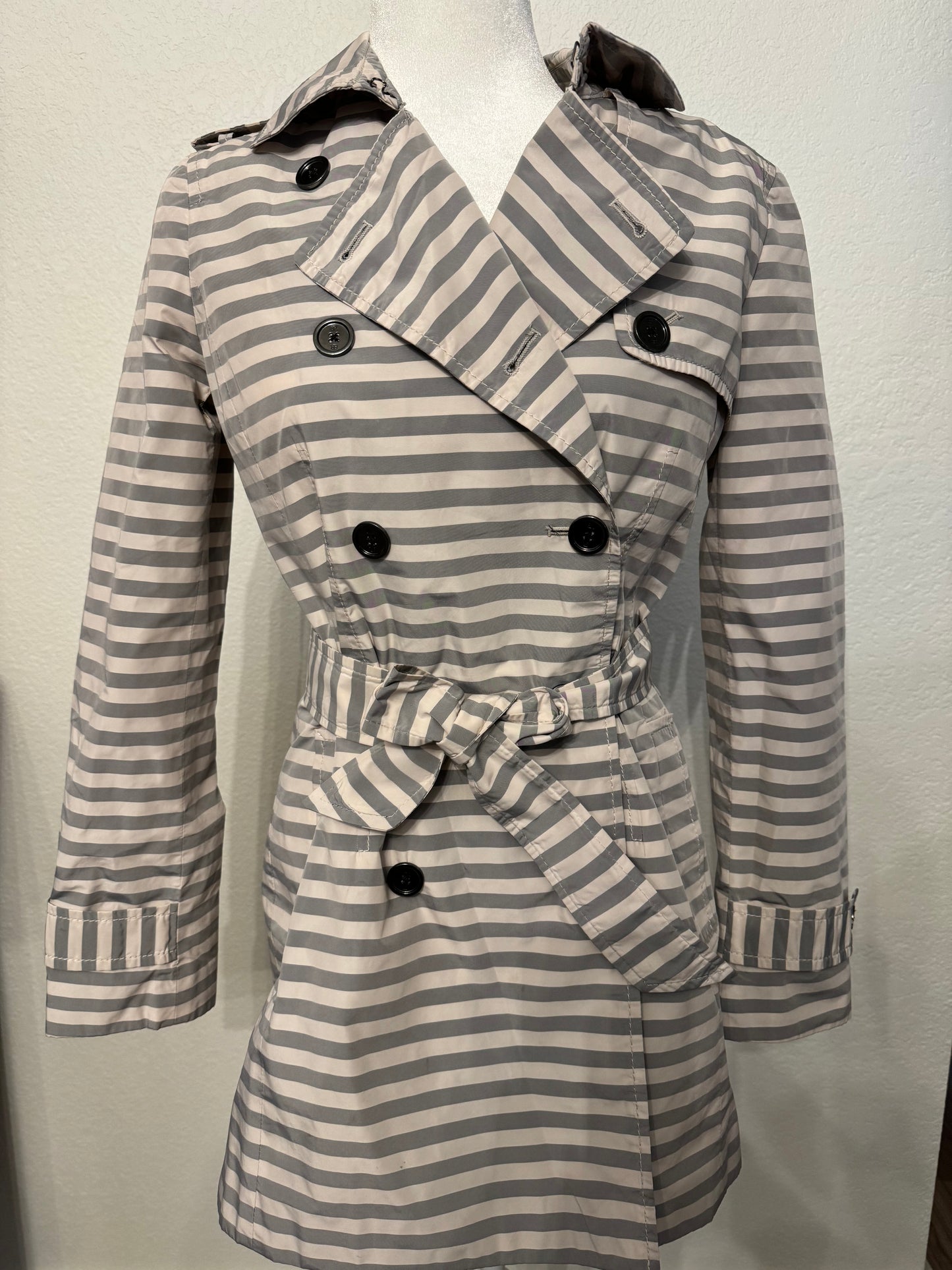 Banana Republic Gray and Cream Rain Jacket