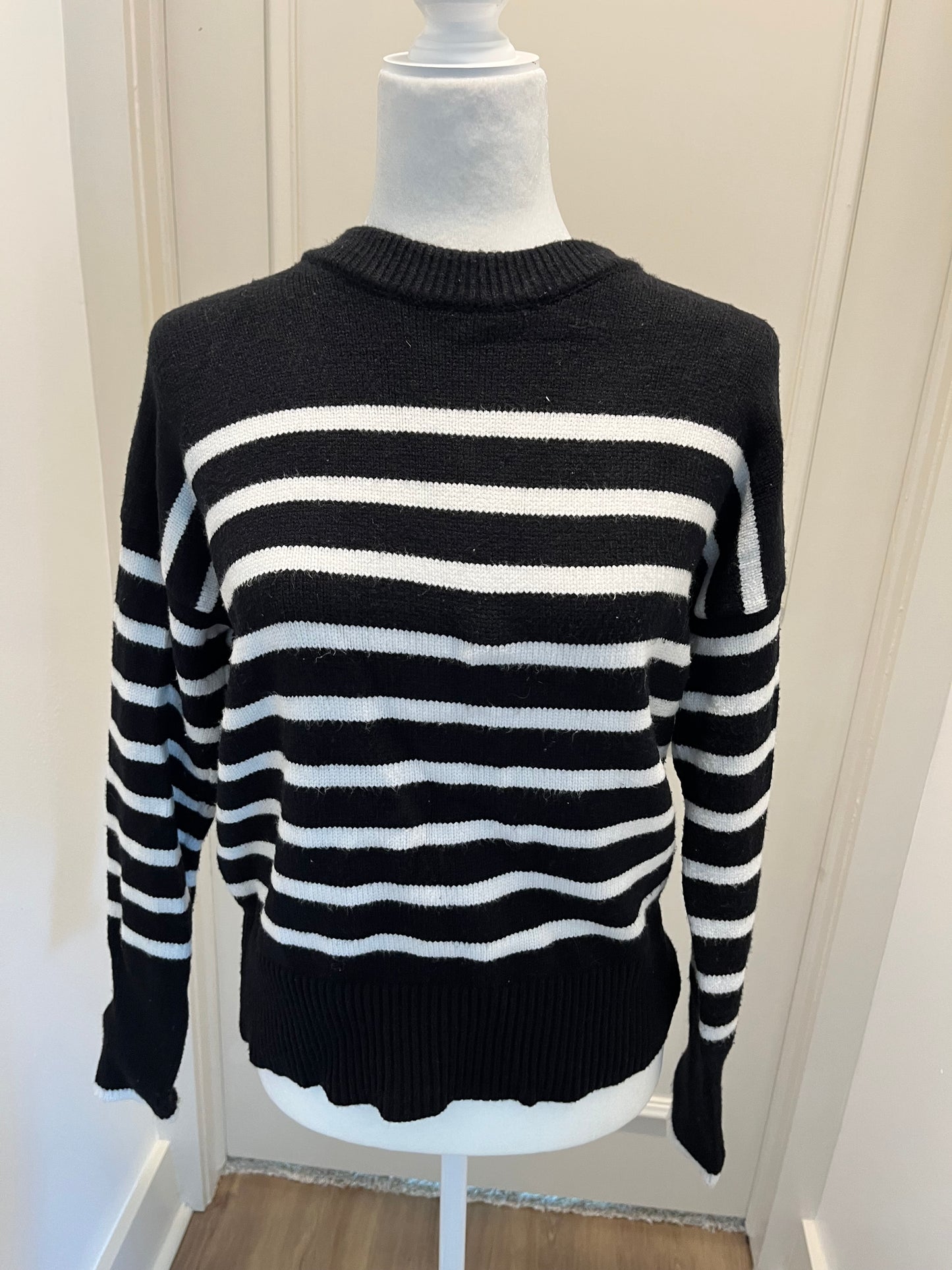 Philosophy Black and White Stripe Sweater
