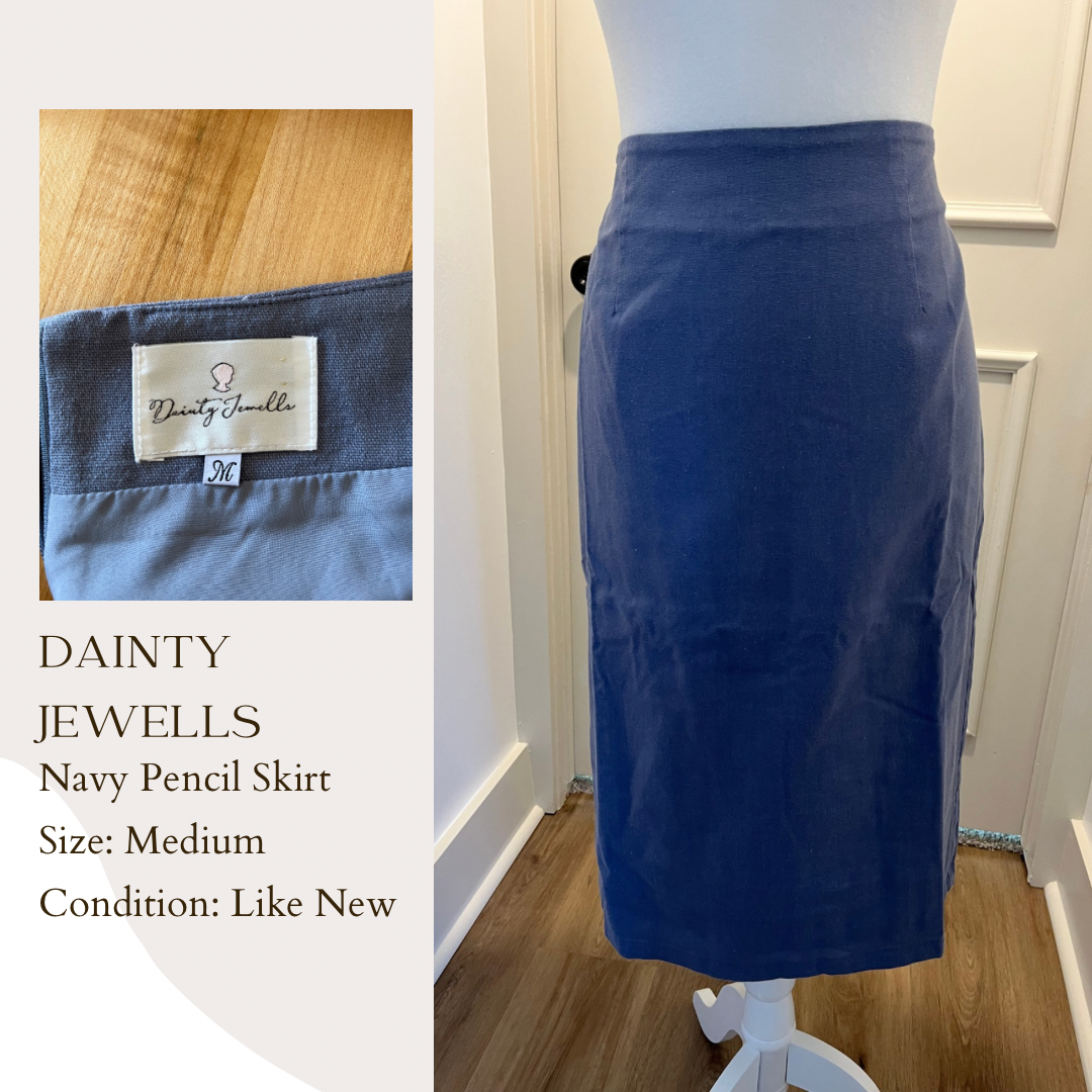 Dainty Jewells Navy Pencil Skirt