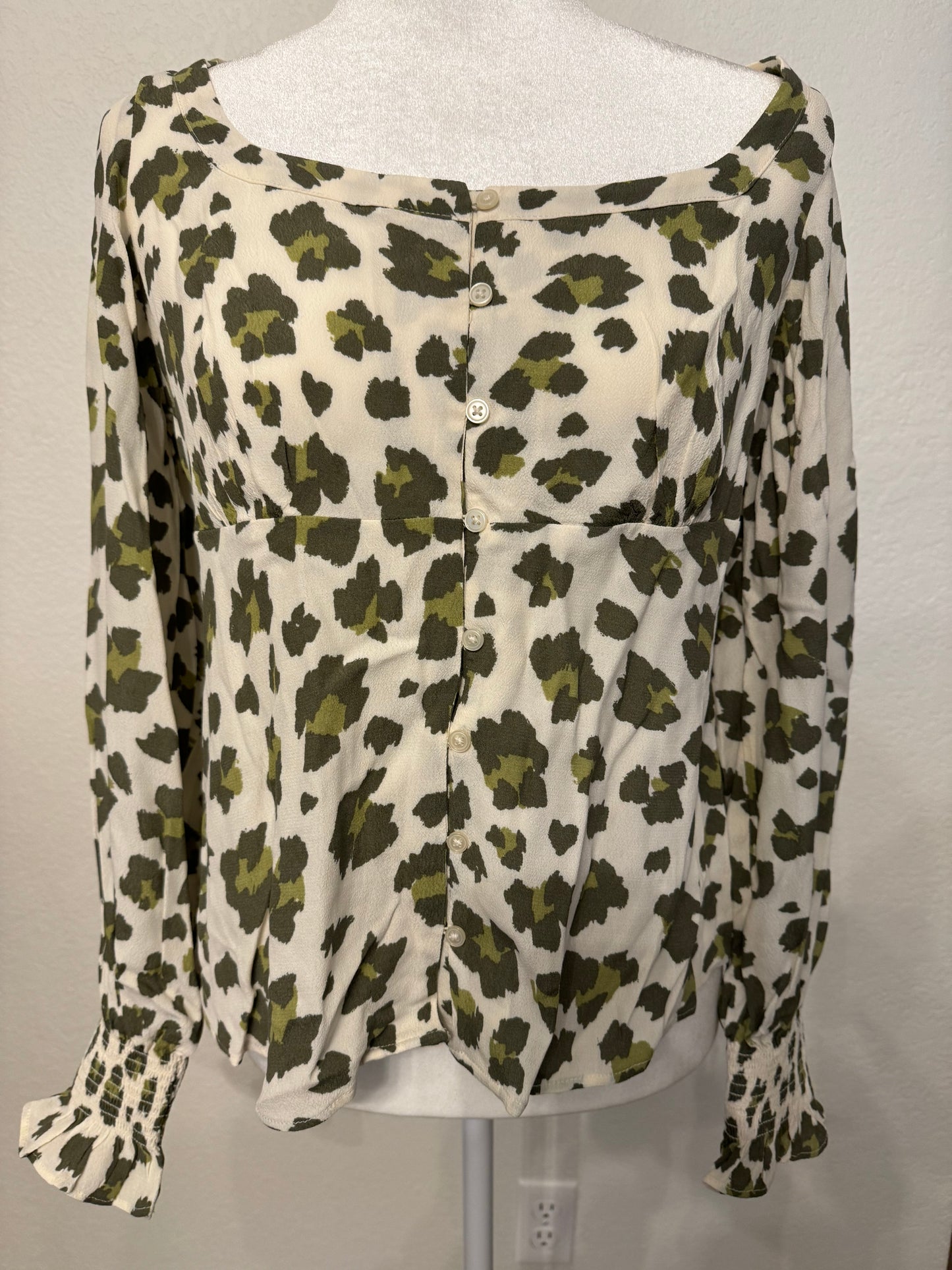 Loft Green Leopard Print Top