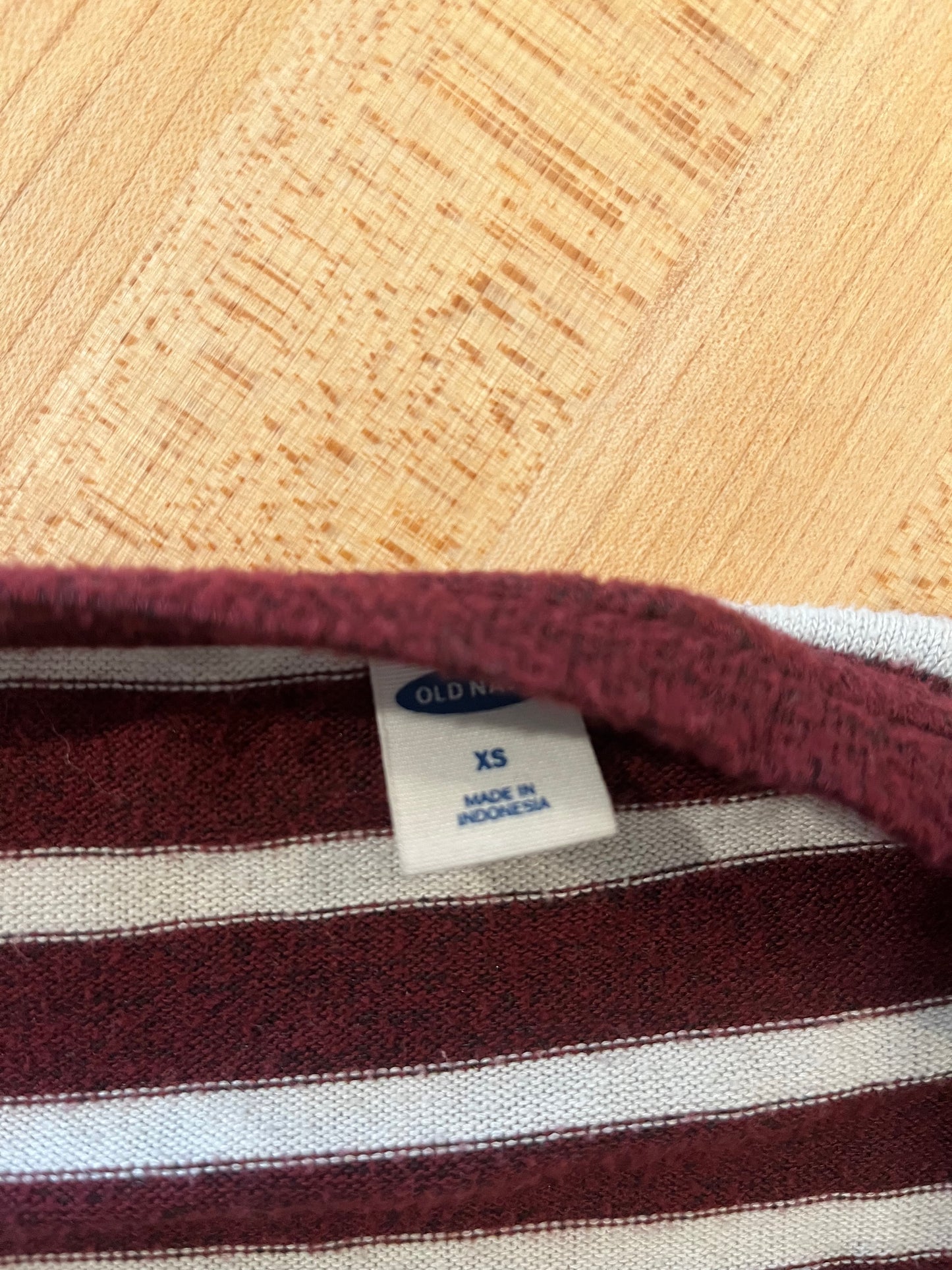 Old Navy Burgundy and White Stripe Top
