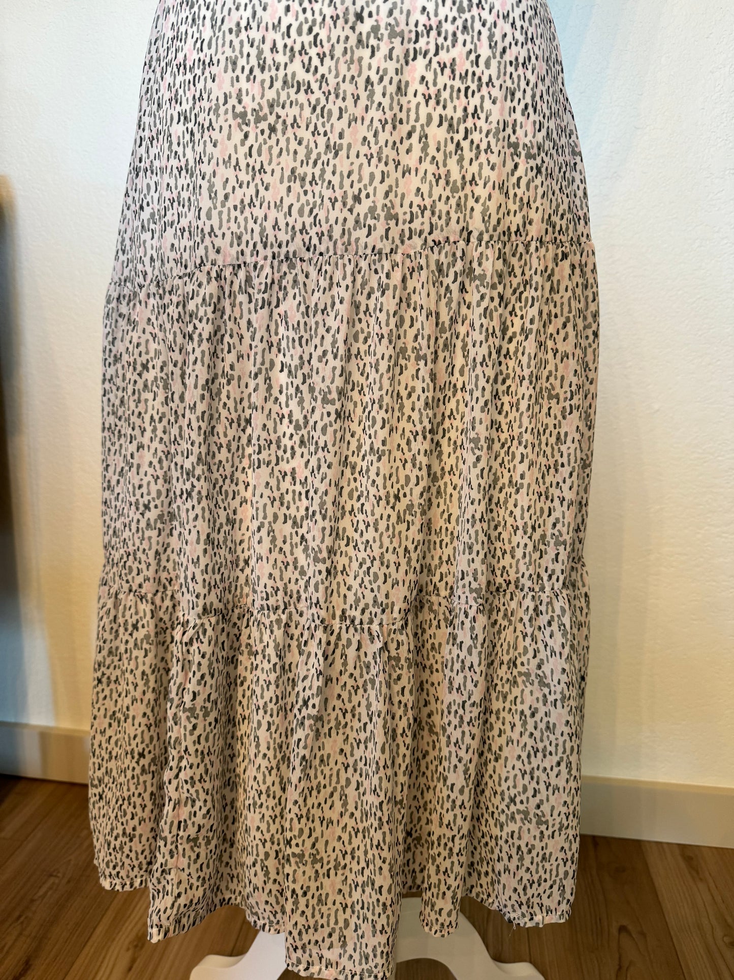 Japna Gray and Blush Print Maxi Skirt