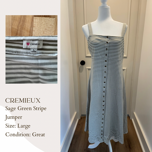 Cremieux Sage Green Stripe Jumper