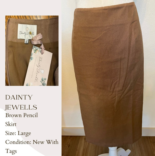 Dainty Jewells Brown Pencil Skirt