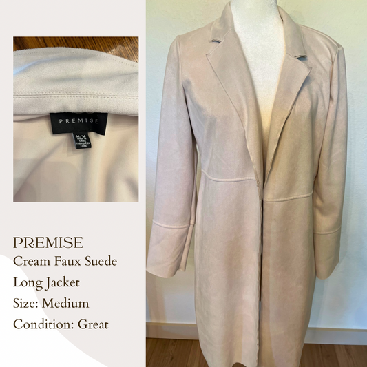 Premise Cream Faux Suede Long Jacket