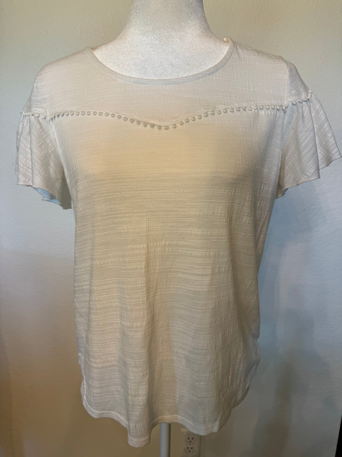 89th + Madison White Top With Lace Accent