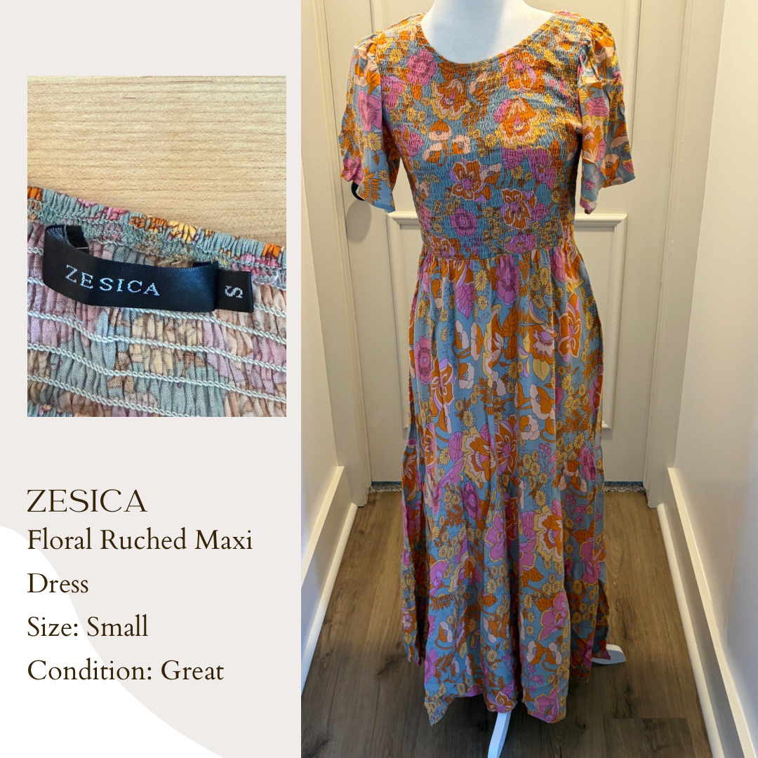 Zesica Floral Ruched Maxi Dress