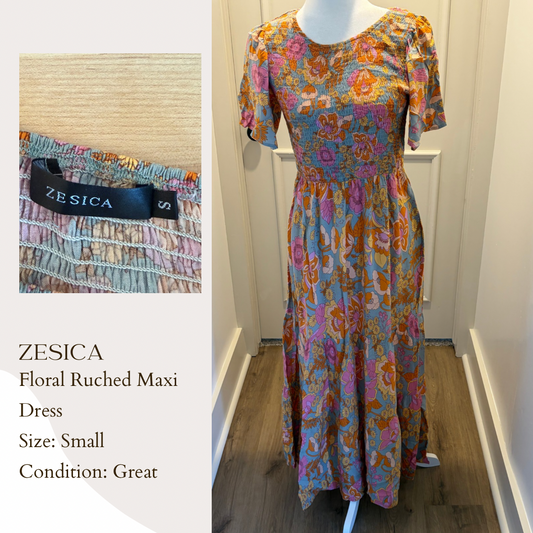 Zesica Floral Ruched Maxi Dress