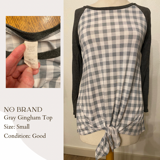 No Brand Gray Gingham Top