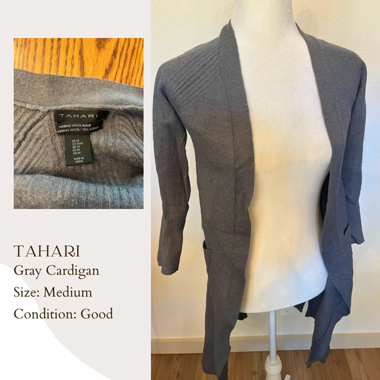 Tahari Gray Cardigan