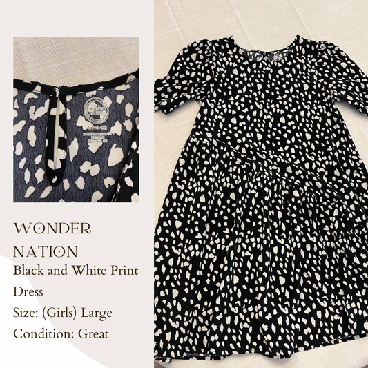 Wonder Nation Black and White Print Dress