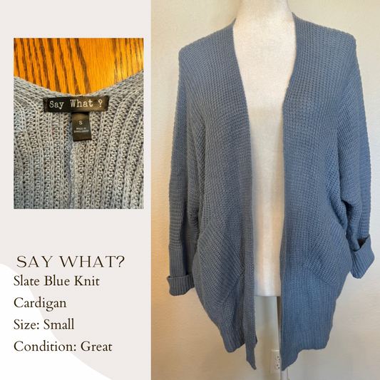 Say What? Slate Blue Knit Cardigan