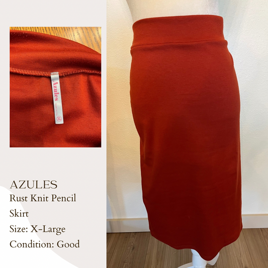 Azules Rust Knit Pencil Skirt