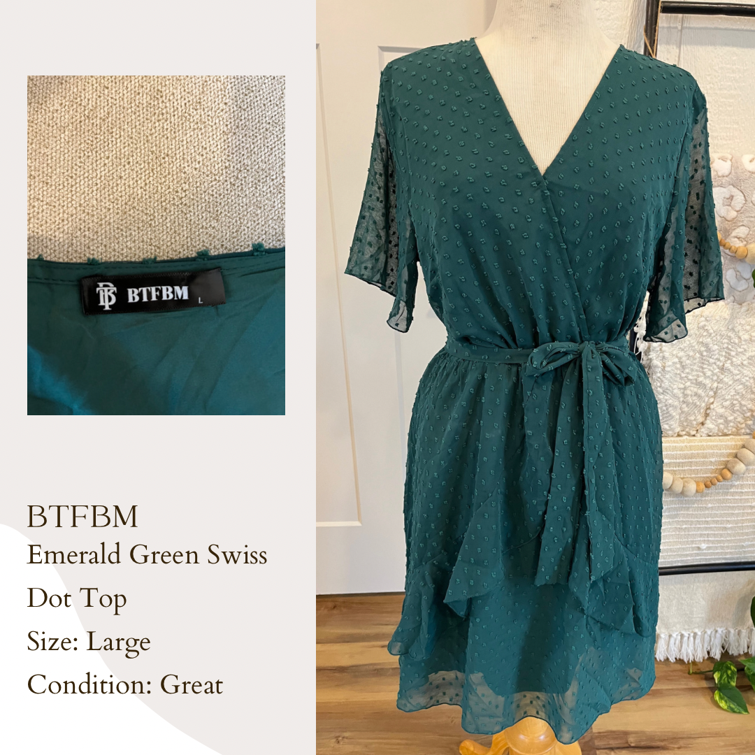 BTFMB Emerald Green Swiss Dot Top