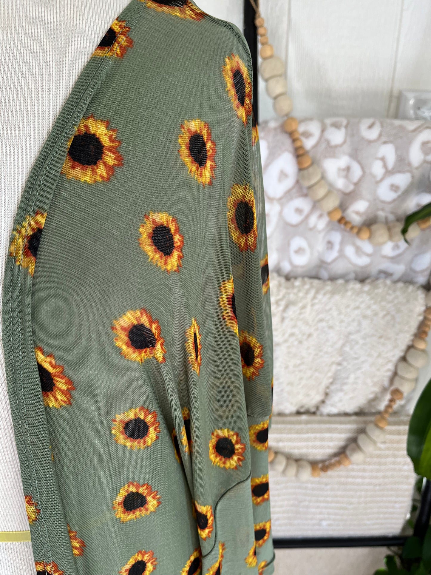 Love Streak Sage Green Sunflower Print Cardigan