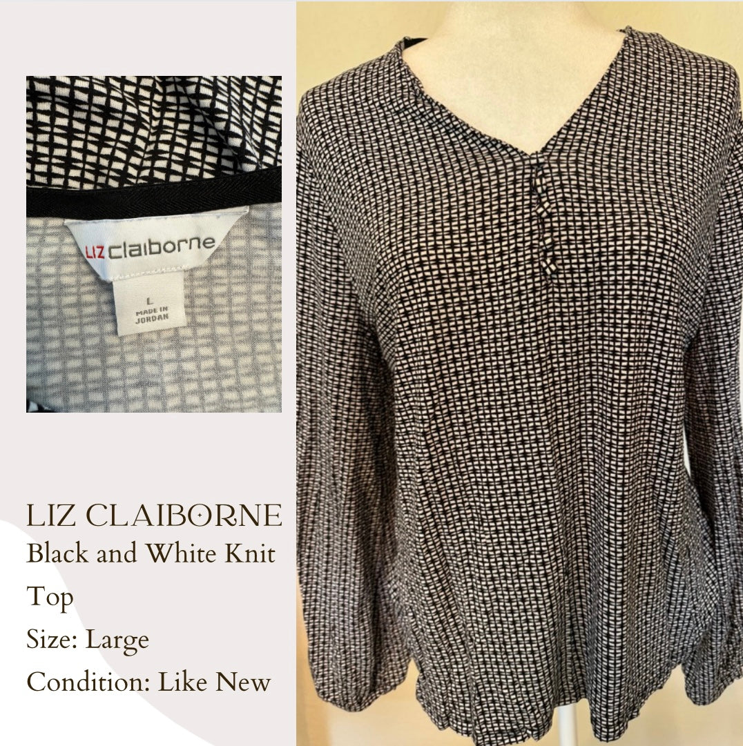 Liz Claiborne Black and White Knit Top